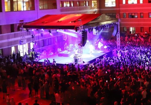 Stage area of the same concert, closer in